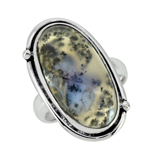 Dendritic Agate 925 Sterling Silver Gemstone Ring