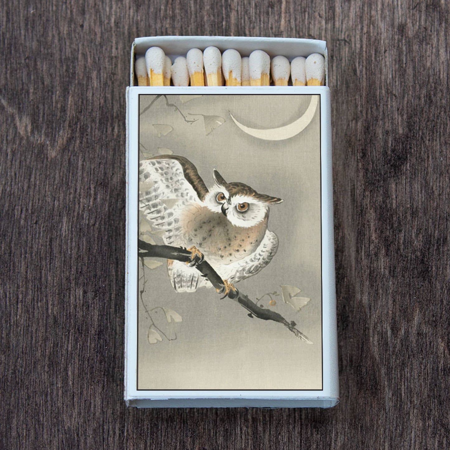 Japanese Art Owl and Moon Matchbox • Matches • Candle Acc