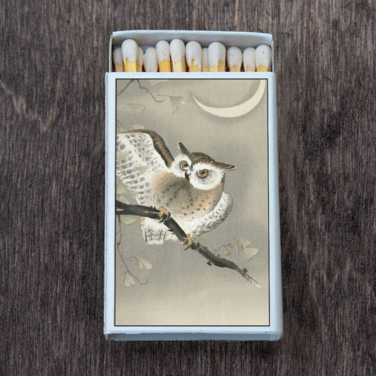 Japanese Art Owl and Moon Matchbox • Matches • Candle Acc
