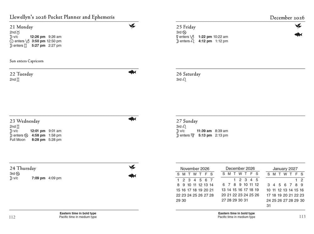 Llewellyn's 2026 Astrological Pocket Planner