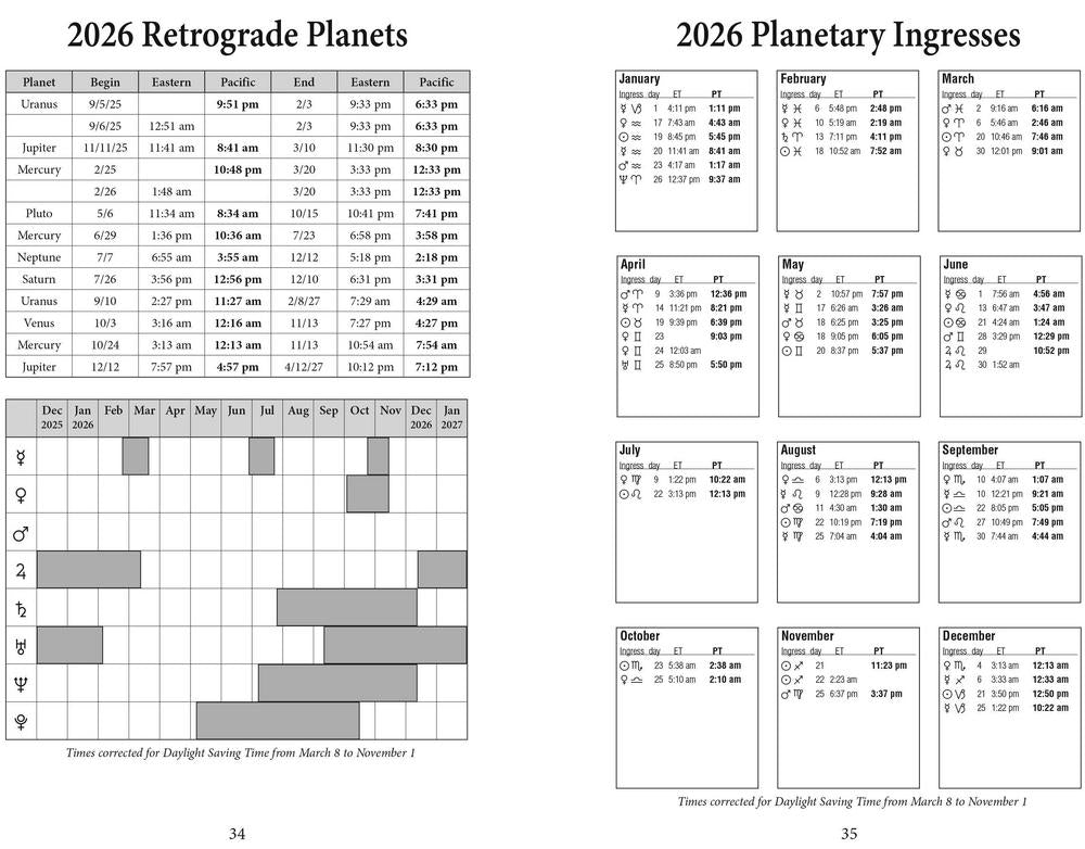 2026 Daily Planetary Guide by Llewellyn
