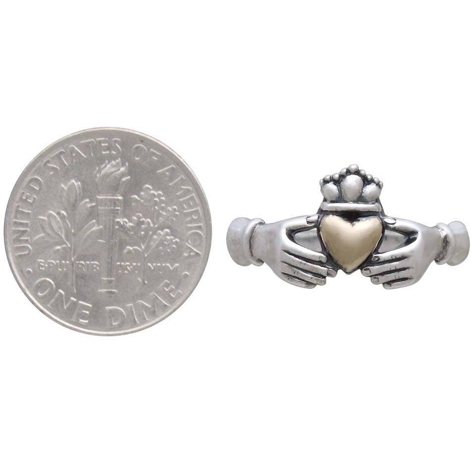 Sterling Silver Claddagh Ring with Bronze Heart