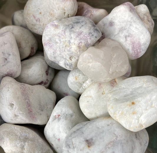 Pink Tourmaline in Quartz Matrix tumbled stones