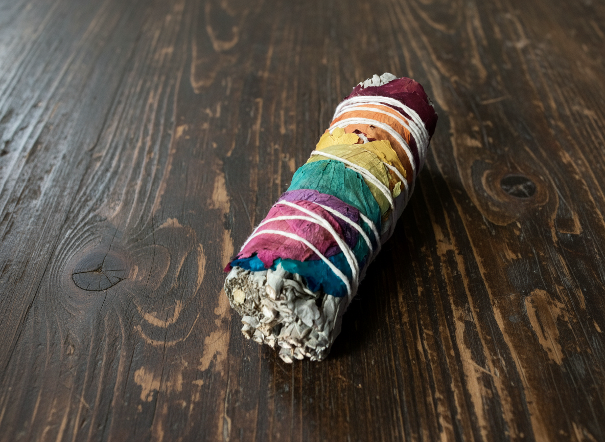 4" White Sage 7 Chakra colors stick