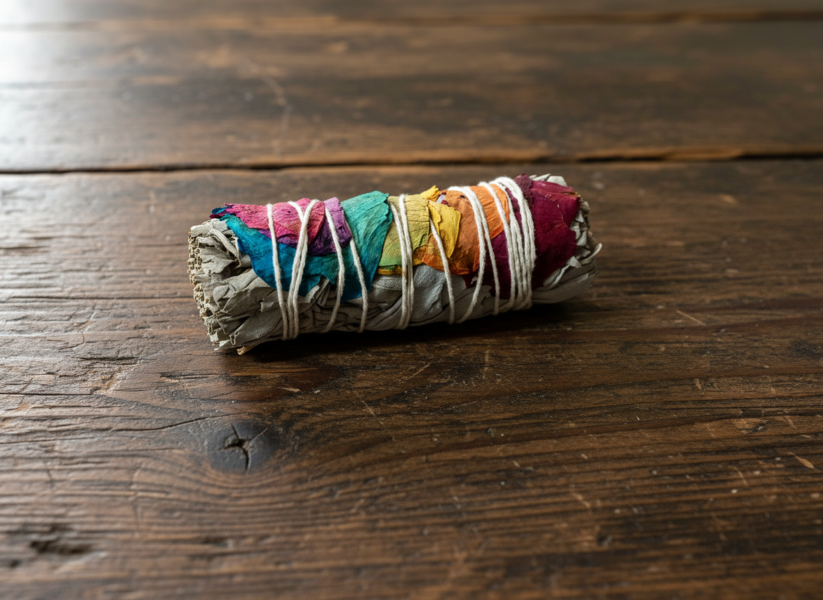 4" White Sage 7 Chakra colors stick