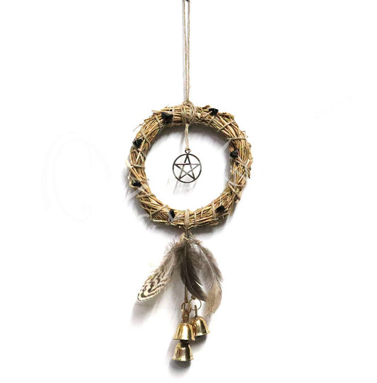 Witch's Bells for Door with Black Tourmaline Chips 9"L