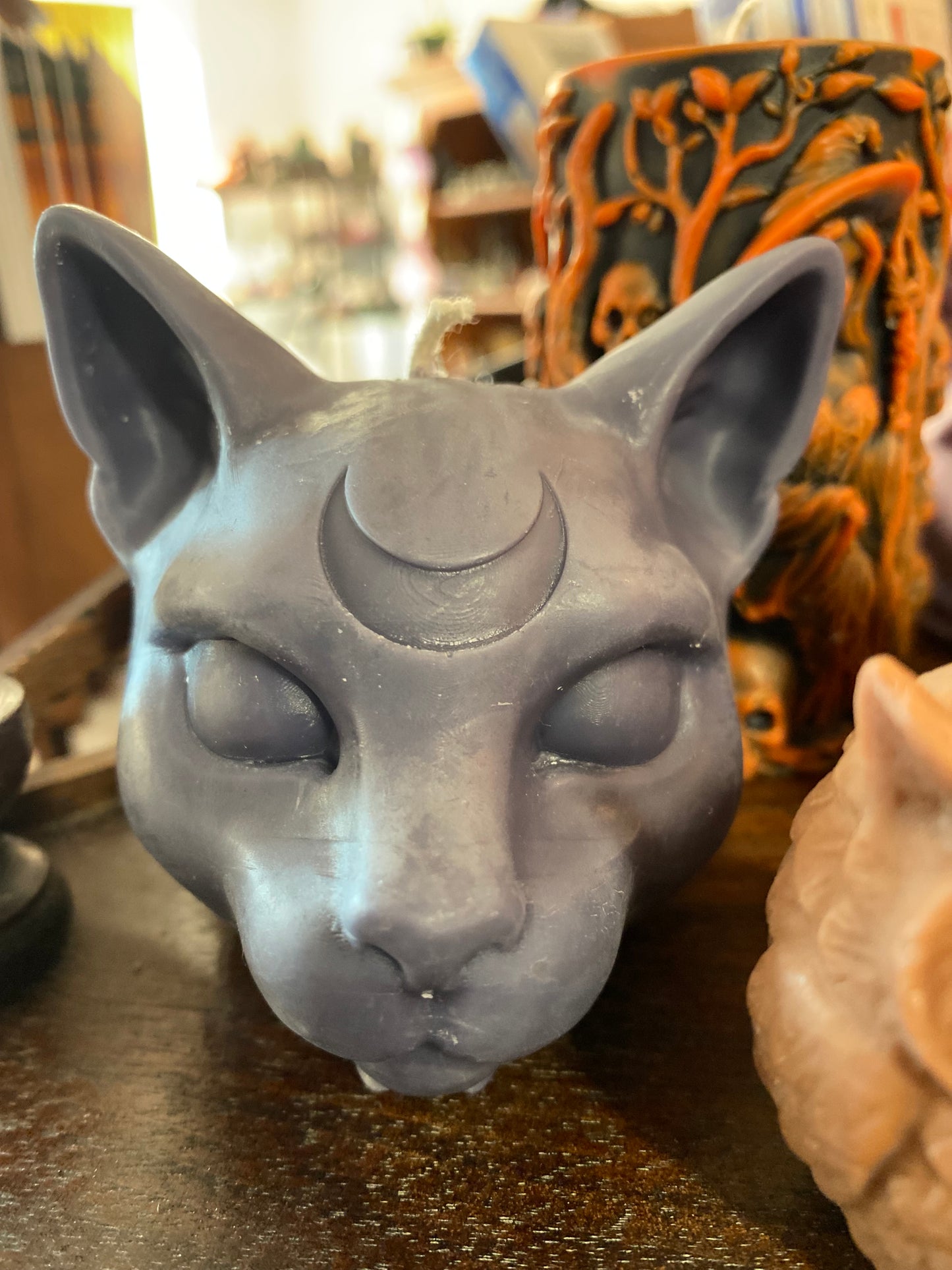 Beeswax & Soy Scented Mystical Cat Head Candle by Loki Candle Company