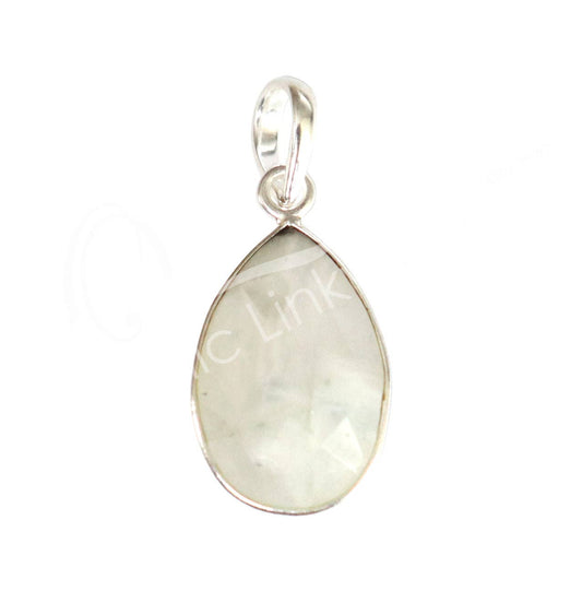 Faceted Moonstone Teardrop Pendant in Sterling Silver