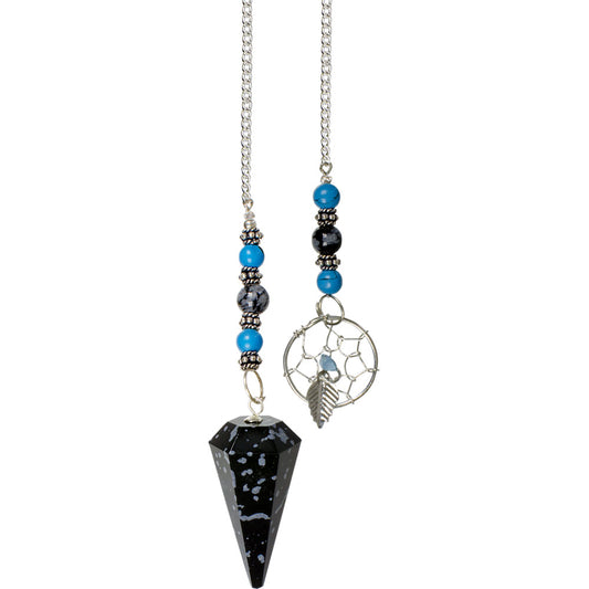 Hexagonal Pendulum Snowflake Obsidian - Dreamcatcher