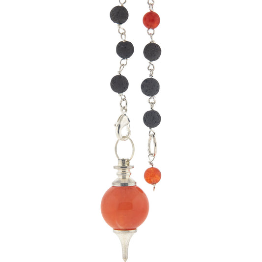Pendulum Sephoroton w/ Lava Beads - Carnelian