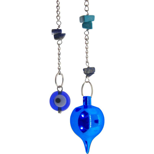 Metal Blue Sephoroton Pendulum w/ Evil Eye