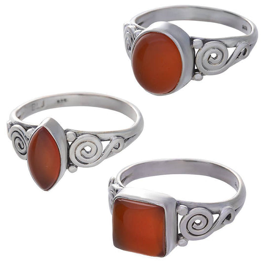 Carnelian Spiral Band Ring Assorted Shapes
