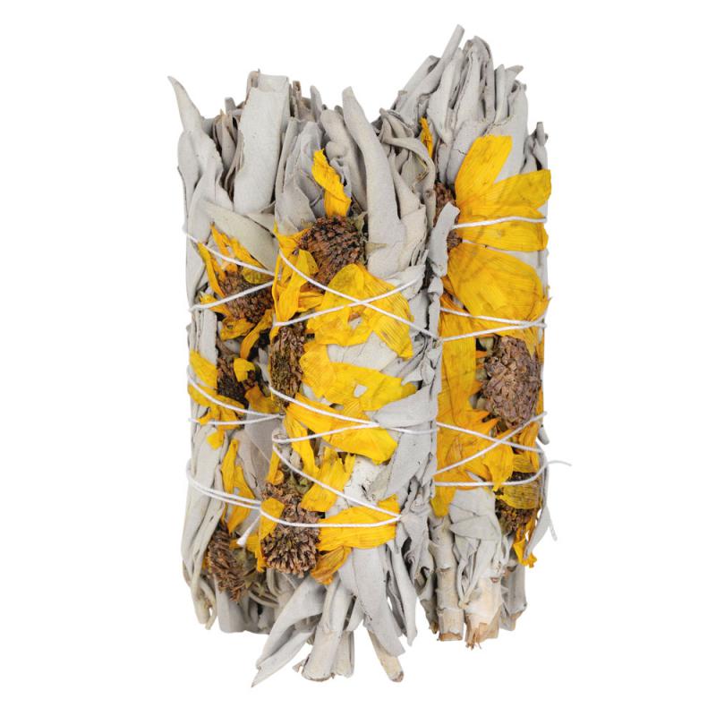 4" MINI WHITE SAGE & SUNFLOWER