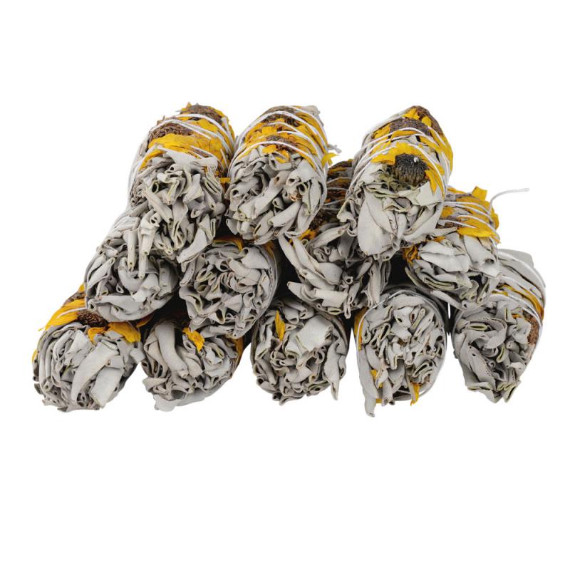 4" MINI WHITE SAGE & SUNFLOWER