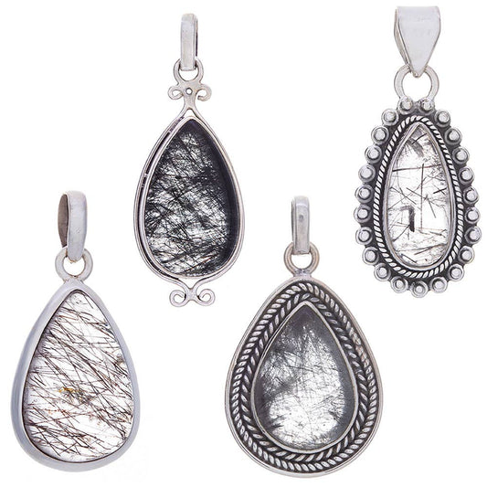 Assorted Teardrop Tourmalinated Quartz Pendant