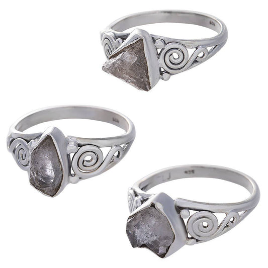 Herkimer Diamond Spiral Band Ring 9-12mm H Shapes