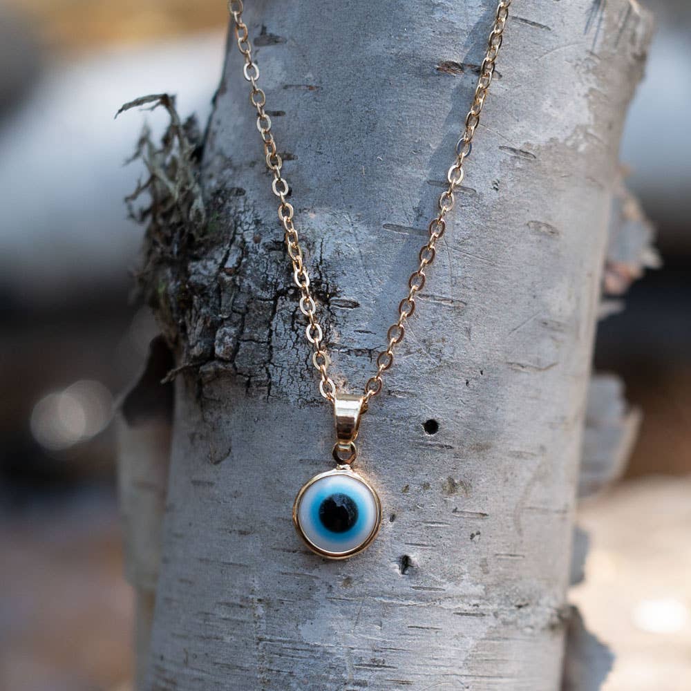 Evil Eye Protection Necklace - White Evil Eye Gold (Each)