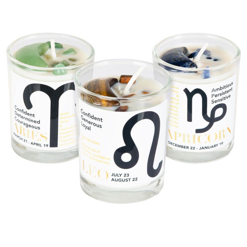 Zodiac Candle with Crystal Moon