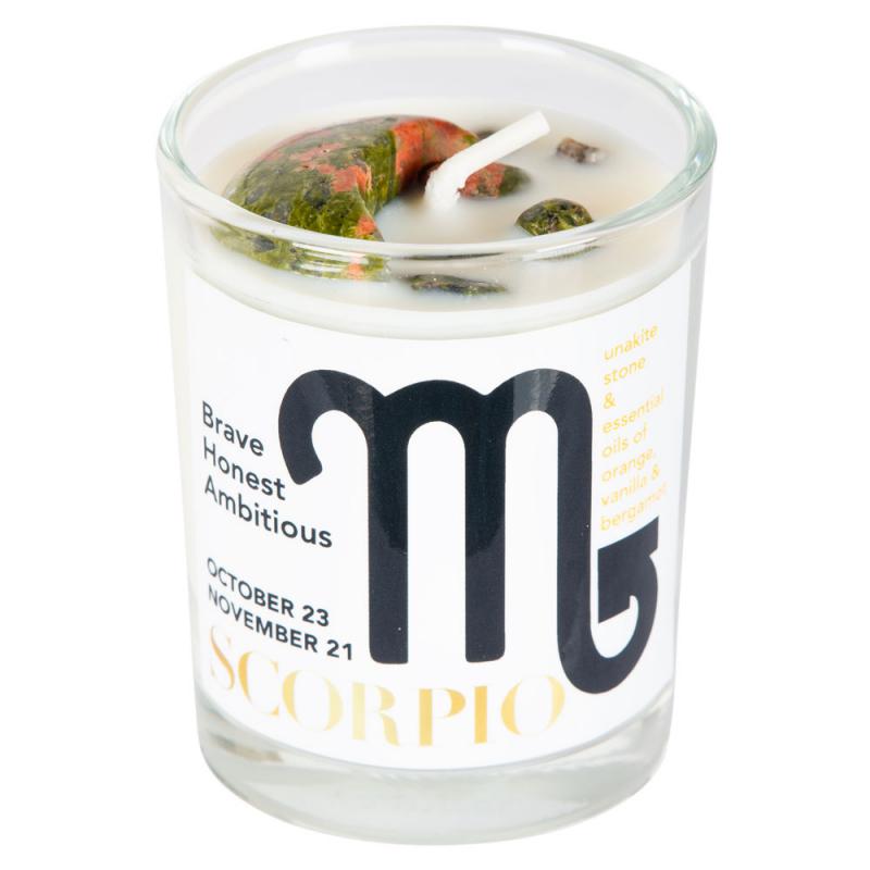 Zodiac Candle with Crystal Moon