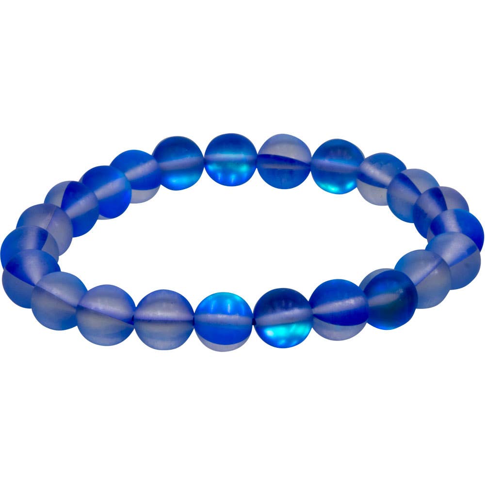 Elastic Bracelet 8mm Round Beads - Glass Cat Eye Assorted