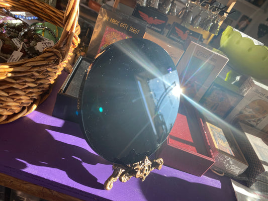 6" Black Obsidian scrying mirror