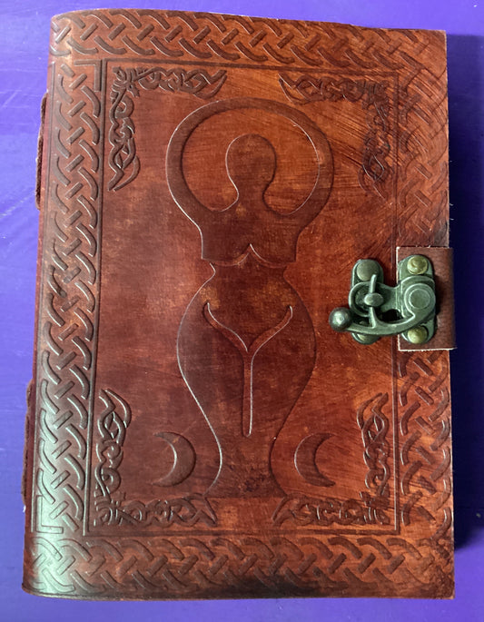 Medieval Goddess Leather Journal with Lock 5 x 7 inches Handmade Vintage Diary Notebook