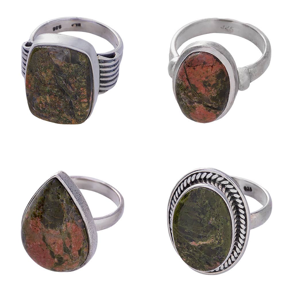 Unakite Sterling Silver Ring