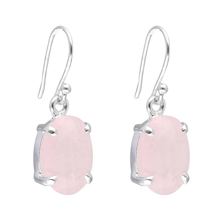Rose Quartz 925 Sterling Silver Dangle Earrings