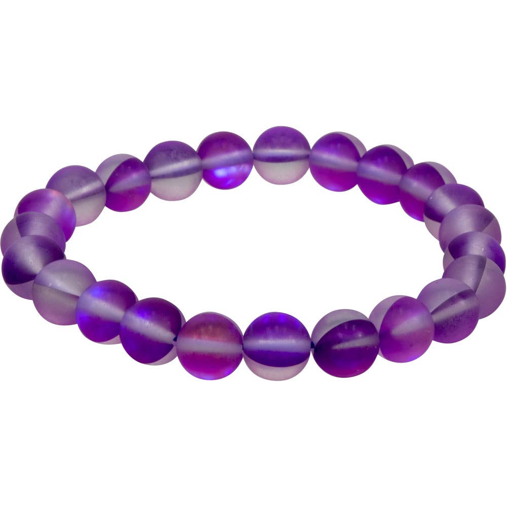 Elastic Bracelet 8mm Round Beads - Glass Cat Eye Assorted