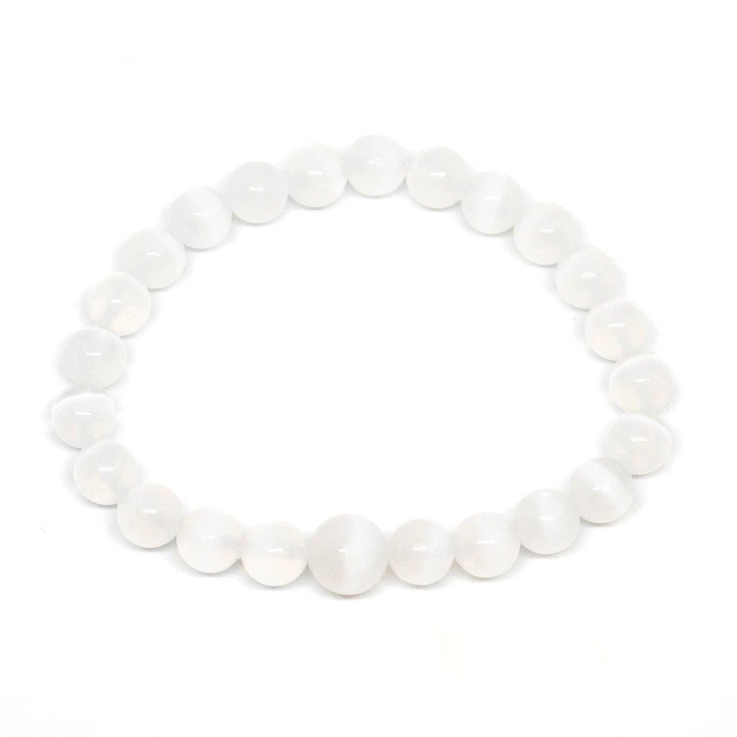 Satin Spar (Selenite)  Beaded Bracelet - Wrist Mala - 8mm