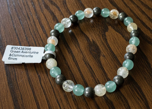 6mm Aventurine, Green, Citrine & Pyrite bracelet