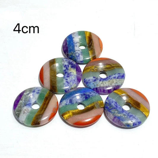 7 Chakra Pi Stone or Bi Disc Crystal Donut