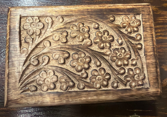 Handcrafted Box with Floral Design 4" x 6"