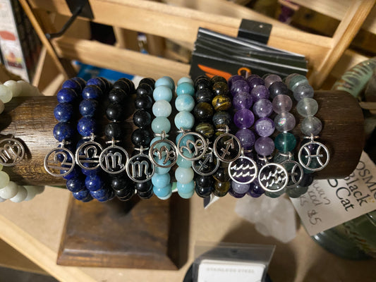 Zodiac Intentions Bracelets 8mm Stone Beads Astrology