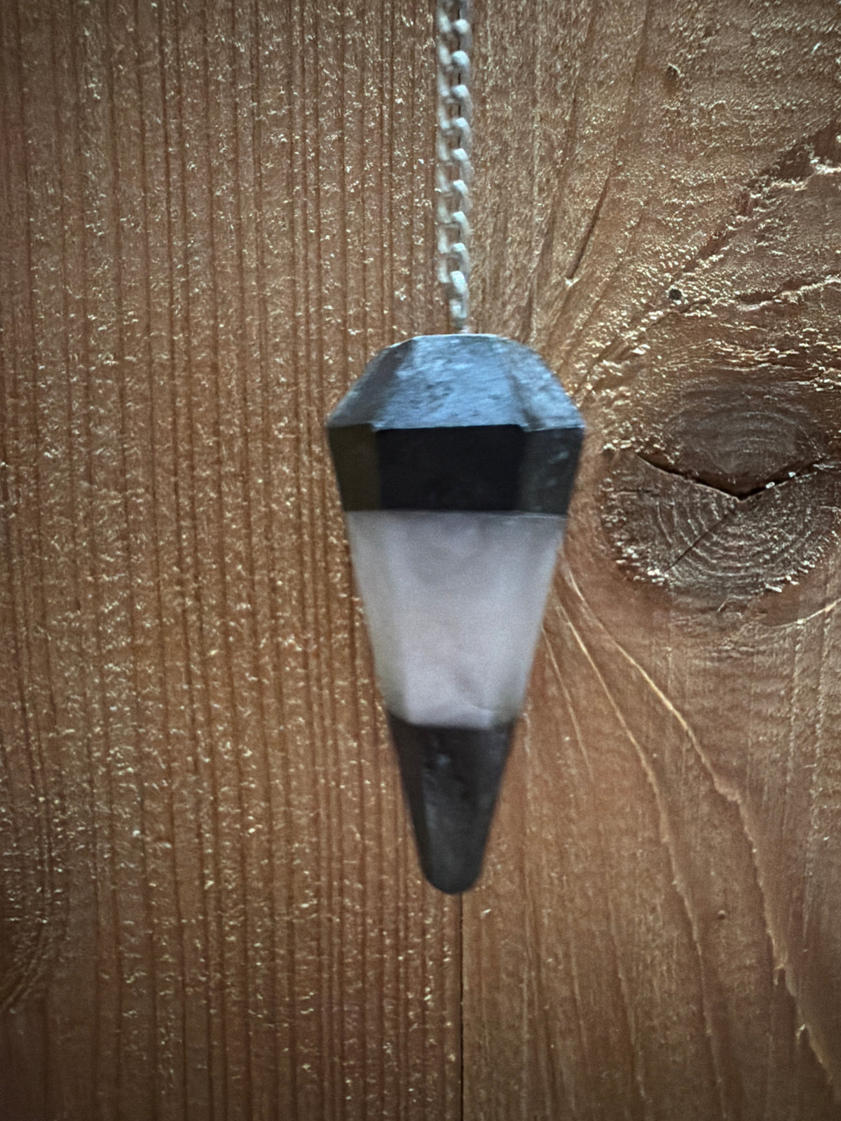 6-sided Tourmaline & White Agate Pendulum