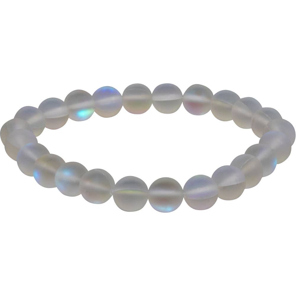Elastic Bracelet 8mm Round Beads - Glass Cat Eye Assorted