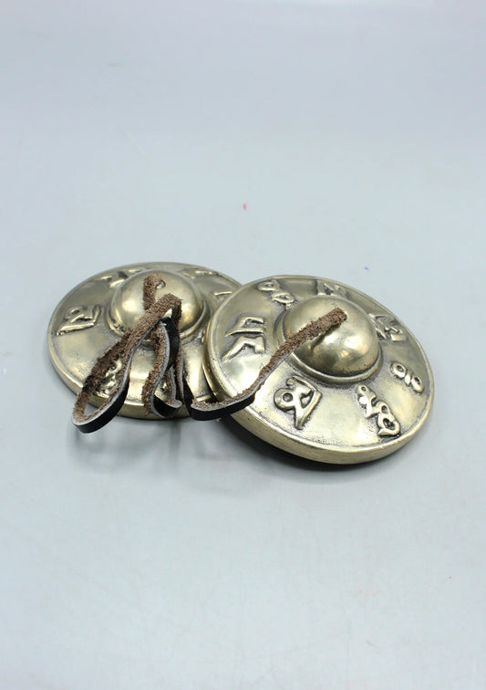 Om Mani Carving Meditation Cymbals
