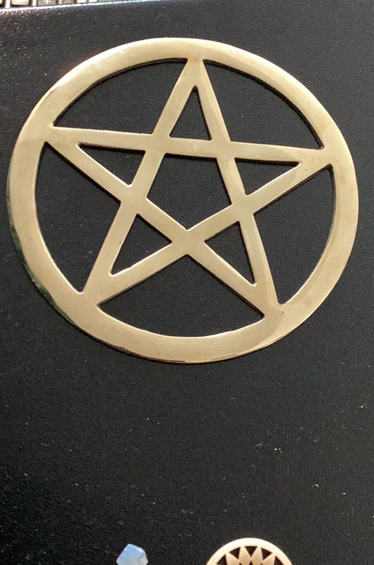5.75" brass Pentagram altar tile