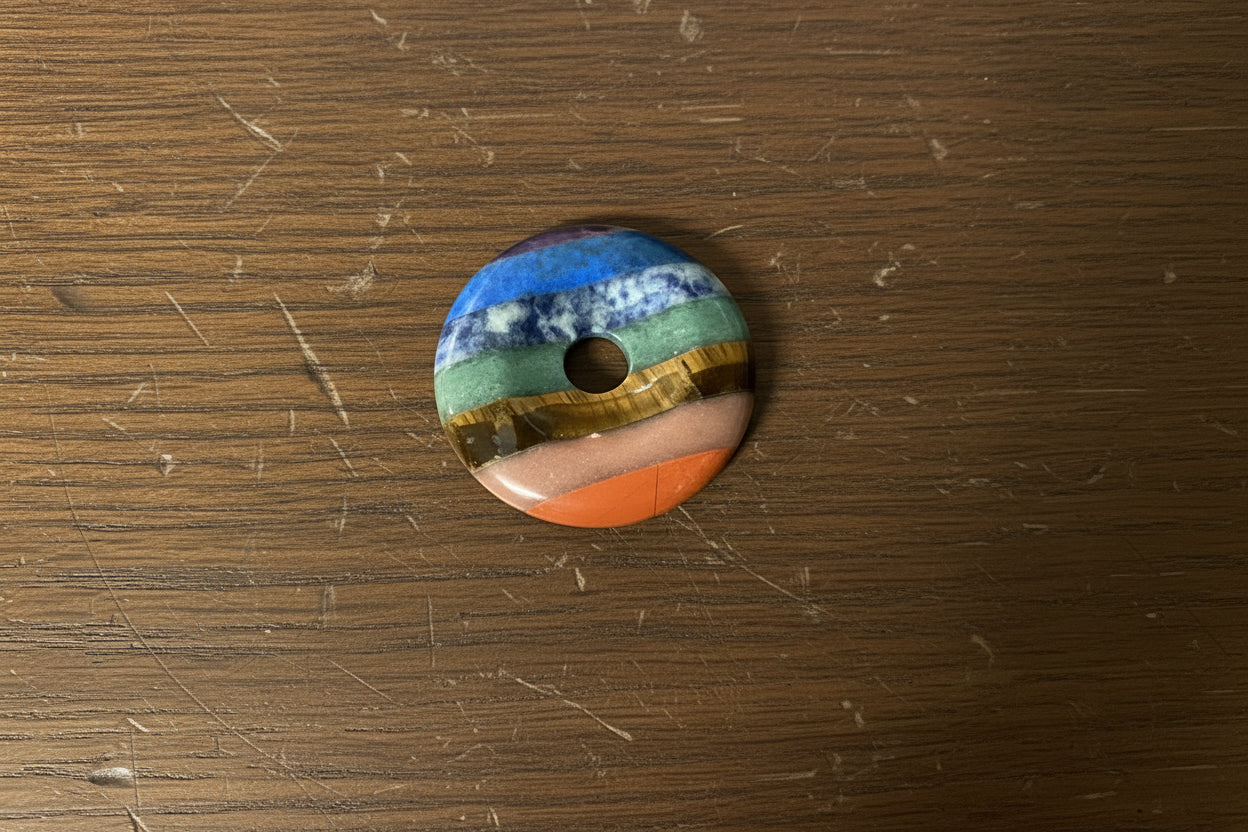 7 Chakra Pi Stone or Bi Disc Crystal Donut