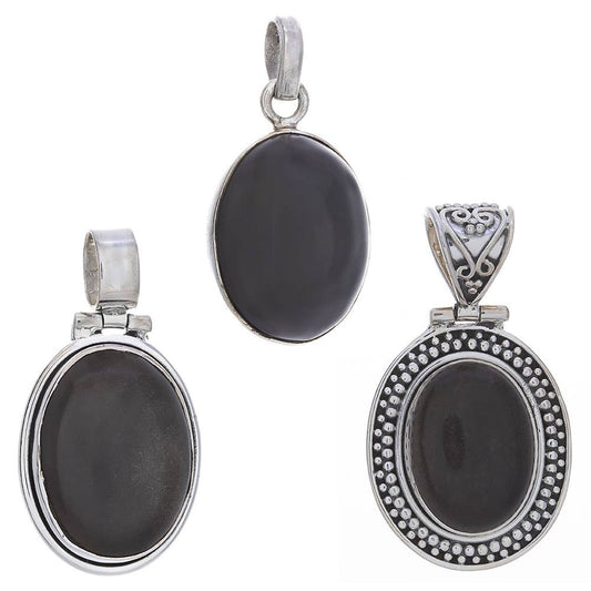 Assorted Medium Oval Gold Sheen Obsidian Pendant