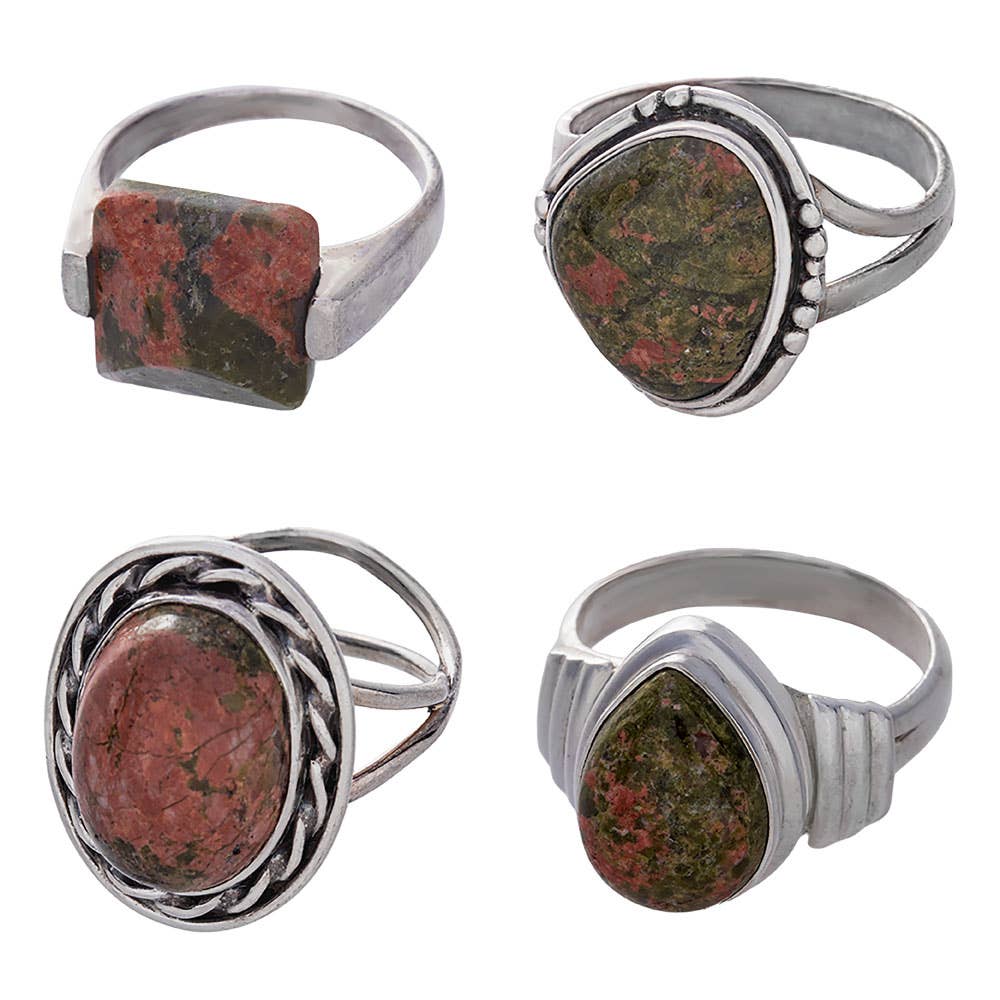 Unakite Sterling Silver Ring