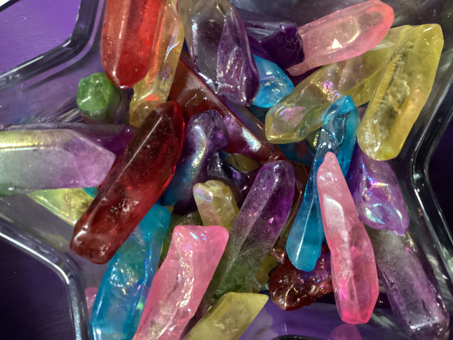 Colorful Aura Clear Quartz Points