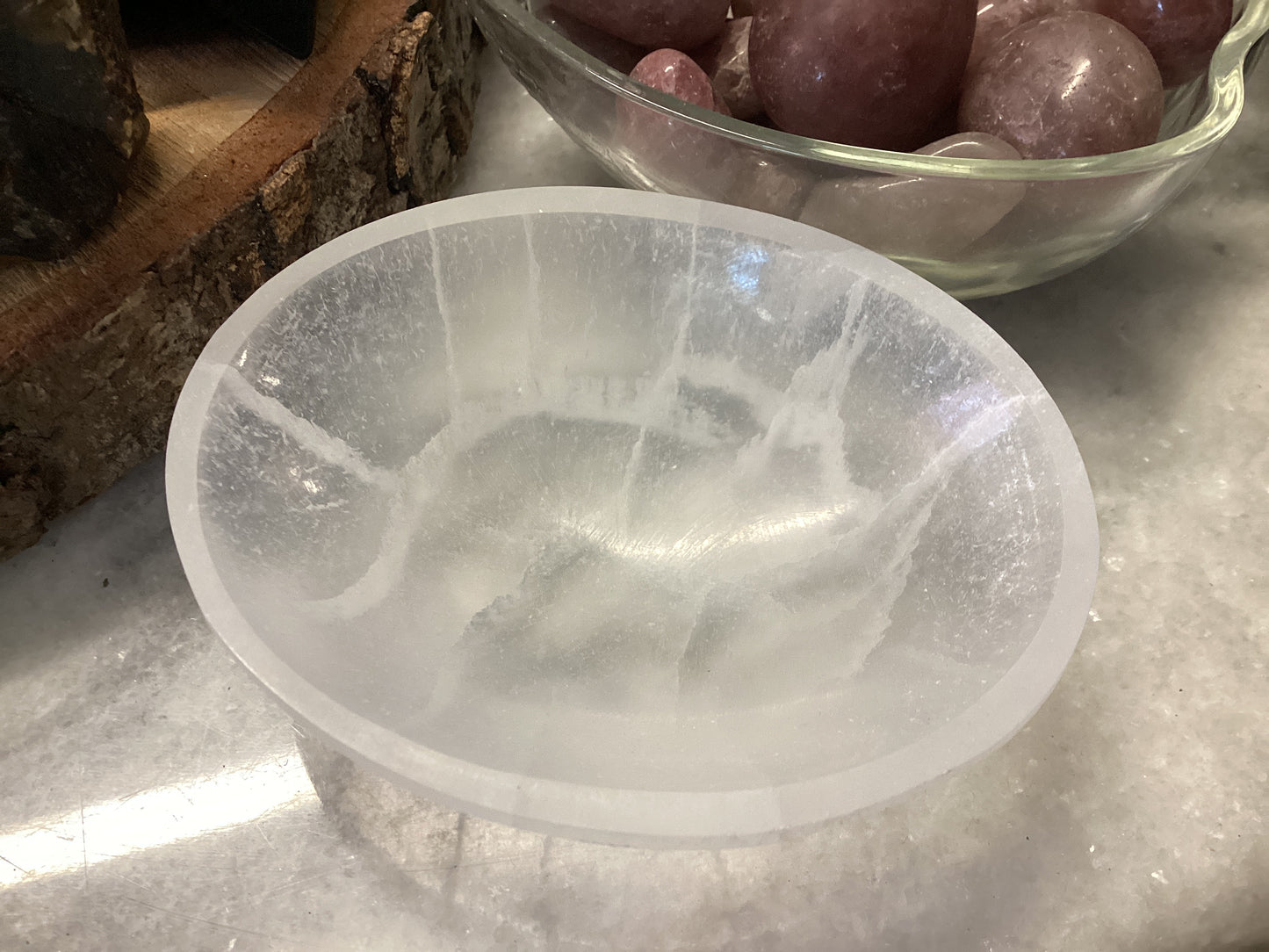 4" Selenite Oval bowl