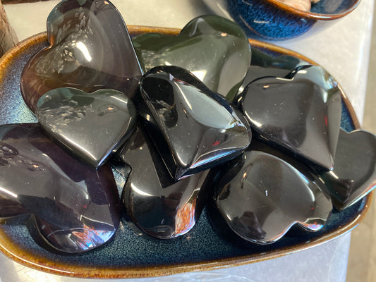 Cat’s Eye Black Obsidian Rainbow Heart