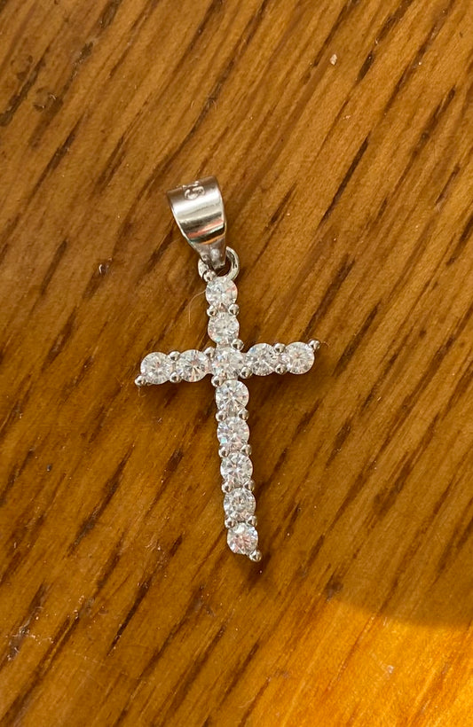 Sterling Silver and Rhinestone Cross Pendant