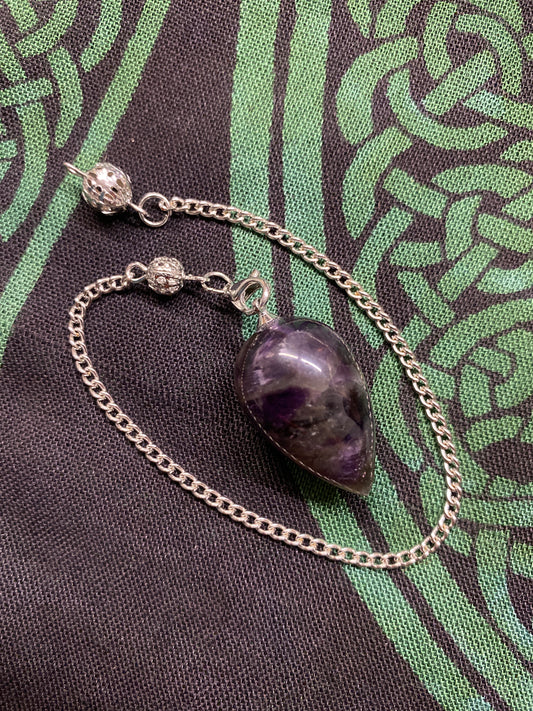 Teardrop Chevron Amethyst Point Pendulum