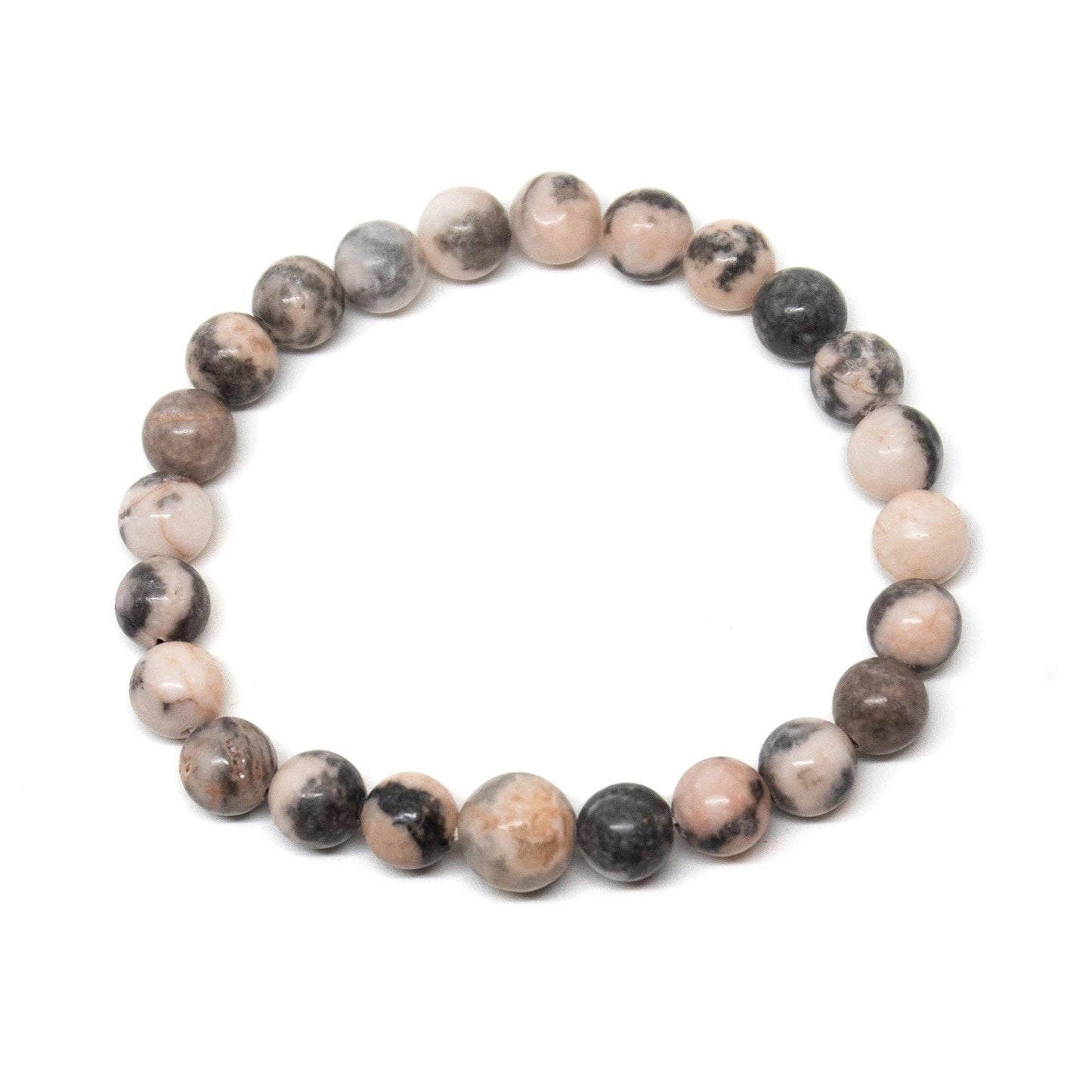 Pink Zebra Jasper Beaded Bracelet - Wrist Mala - 8mm