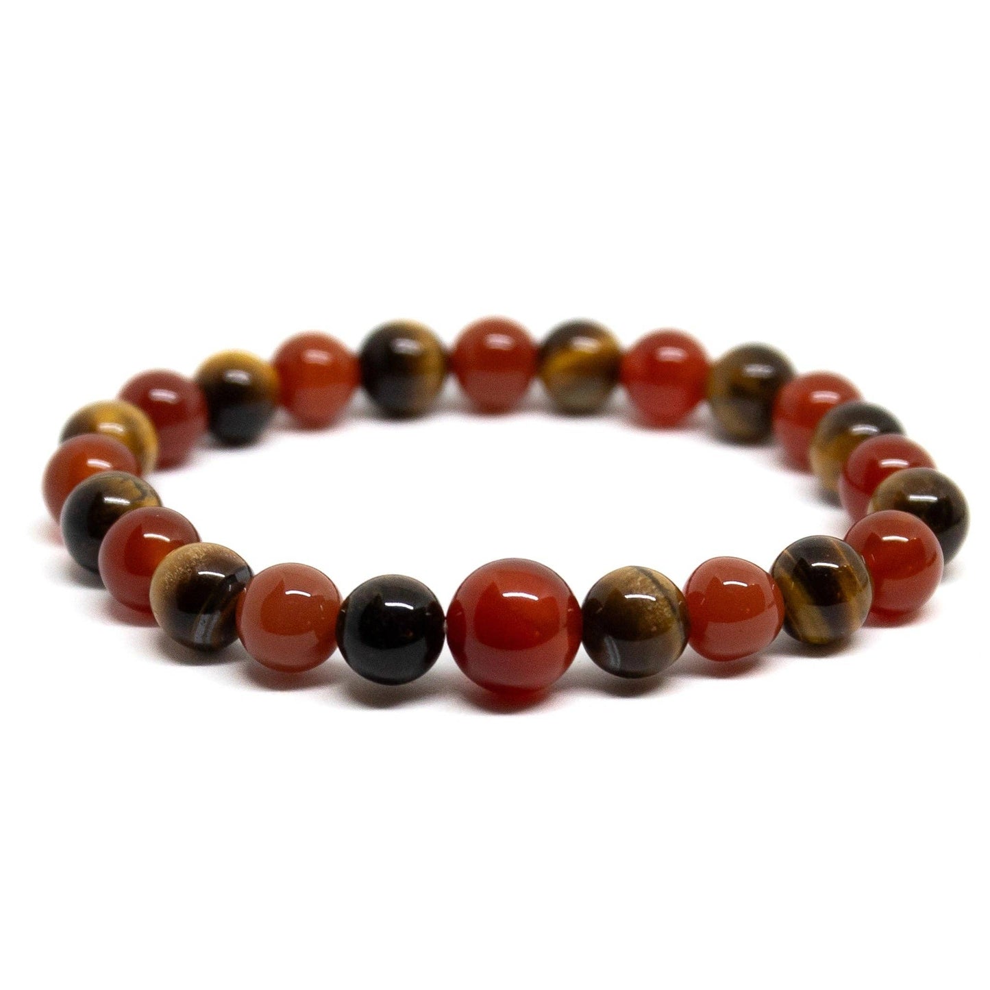 Carnelian & Tiger's Eye Beaded Bracelet - Wrist Mala - 8mm