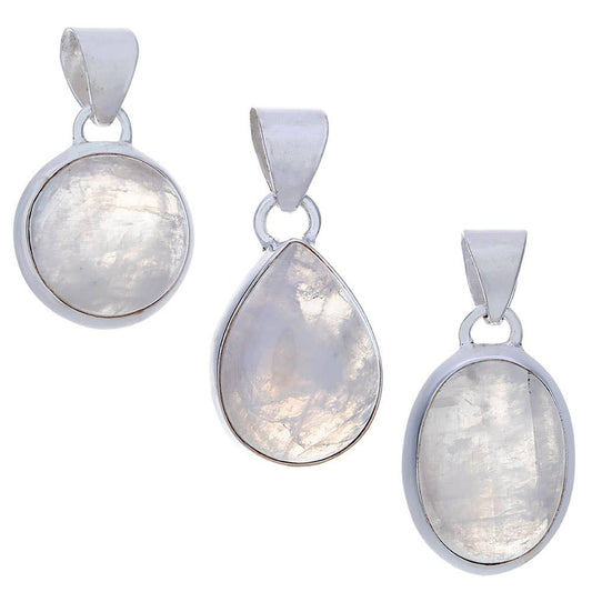 Rainbow Moonstone Plain Assorted Shapes Pendant