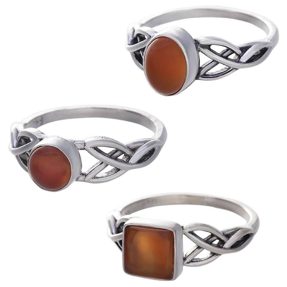Carnelian Cabochon Trisquele Ring Assorted Shapes